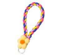 Limtula Elegante llavero trenzado colorido con dije de flor única tejida a mano para accesorios de llaves de coche