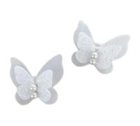 Limtula Encaje y perlas potenciadores de lazo, perlas y hebillas de zapatos adornadas con encaje, elegante calzado con lazo, adorno para zapatos, Perla blanca con purpurina, White glitter pearl
