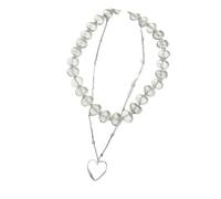Limtula Estilos franceses Hebras dobles Collar irregular en forma de corazón Longitud ajustable Cadena de clavícula Joyería de Joyería de cuentas delicadas individualizadas