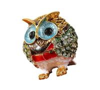 Limtula Estuche De Almacenamiento Joyería Inspirado En Búho Cubierto Cristales Construcción Aleación Resistente para Colecciones Pendientes Soporte Decorativo para Joyería Búho