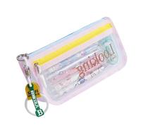 Limtula Estuche de lápices de alta capacidad, 2 compartimentos, bolsa transparente para lápices, organizador de bolígrafos, cosméticos de viaje para adultos, malla transparente para estudiantes., b
