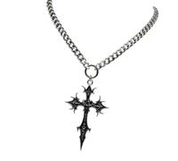 Limtula Gótico De Cadena Con Colgante De Cruces Oscuras Grabadas, Gargantilla De 31 Cm A 40 Cm, Joyería Para Uso Diario, Looks En Y Acento De Atuendo Collar Con Colgante De Cruces Oscuras De