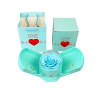 Limtula Hermosa caja de regalo Forever Flower, soporte de joyería doble abierto para aniversario o cumpleaños