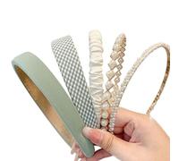 Limtula Juego de 5 diademas de perlas retro francesas, accesorios para el cabello acolchados suaves para mujeres, bodas, fiestas, uso diario, elegantes diademas de tela para ocasiones formales