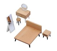Limtula Juego de 5 Unidades por Paquete, Muebles detallados para casa de muñecas en Miniatura, Juego de rol para niños con Estante Junto a la Cama y de cosméticos, Juego de Dormitorio de Juguete