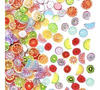 Limtula Juego de 60 colgantes con forma de rodajas de frutas, suministros únicos para manualidades, perfecto para collares, diseños de frutas de simulación