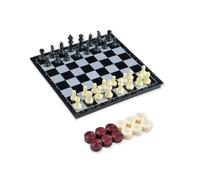 Limtula Juego de Damas de ajedrez magnético 2 en 1, 250X250MM | Tablero de plegable de ABS para juegos de reunión de camping de viajes familiares