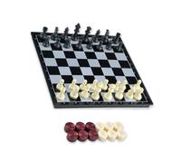 Limtula Juego de Damas de ajedrez magnético 2 en 1, 320X320MM | Tablero de plegable de ABS para juegos de reunión de camping de viajes familiares