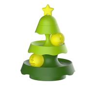 Limtula Juguete giratorio de interior para gatos que persiguen la pista en forma de árbol de Navidad con bola interactiva de inteligencia para entrenamiento de gatos con pelota, juguete para gatos