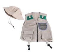 Limtula Kits de exploradores al aire libre, chaleco y sombrero, juego de aventuras de la naturaleza, lavable, para niños y niñas, kit de disfraces de Halloween