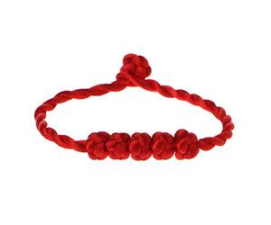 Limtula Llamativa pulsera de Cábala con 5 cuentas anudadas, pulseras trenzadas de hilo rojo, pulsera de riqueza Feng Shui chino para hacer amigos