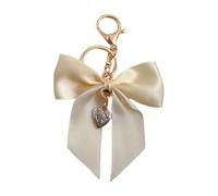Limtula Llavero con lazos de cinta con detalle de perlas de imitación para bolso, decoración de bolso, accesorio práctico de llavero de aleación, llavero con lazos elegantes para bolsos