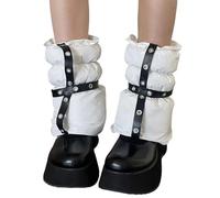 Limtula Mangas De Pierna Acolchadas Aisladas Mujeres Subculturas De Invierno Ojales Calentadores De Piernas Acolchados Puños De Botas Acampanados Divididos Calcetines Sin Pies Calcetines Térmicos