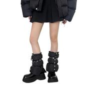 Limtula Mangas De Pierna Acolchadas Aisladas Mujeres Subculturas De Invierno Ojales Calentadores De Piernas Acolchados Puños De Botas Acampanados Divididos Calcetines Sin Pies Calcetines Térmicos