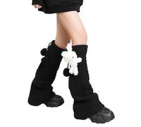 Limtula Mangas De Pierna De Para Mujeres Invierno Oso Conejos Muñecas Calentadores Twist Cable Knit Fundas Para Botas Calcetines Sin Pies Fundas Largas Acampanadas