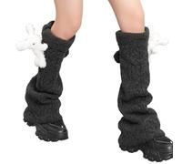 Limtula Mangas De Pierna De Para Mujeres Invierno Oso Conejos Muñecas Calentadores Twist Cable Knit Fundas Para Botas Calcetines Sin Pies Fundas Largas Acampanadas