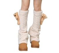 Limtula Mangas De Pierna De Para Mujeres Invierno Oso Conejos Muñecas Calentadores Twist Cable Knit Fundas Para Botas Calcetines Sin Pies Fundas Largas Acampanadas