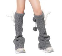 Limtula Mangas De Pierna De Para Mujeres Invierno Oso Conejos Muñecas Calentadores Twist Cable Knit Fundas Para Botas Calcetines Sin Pies Fundas Largas Acampanadas