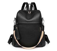Limtula Mochila cruzada de piel sintética para mujer, de gran capacidad, para la escuela, la ciudad, para viajes, de piel sintética, para estudiantes, escuela, viajes, Black, Mass Beauty