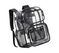 Limtula Mochila transparente de PVC transparente resistente para escuela, escuela, trabajo, viajes, conciertos de seguridad, mochila transparente para estadios, eventos, trabajo, escuela, Black, One