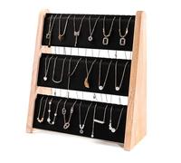 Limtula Organizador de joyas de madera eficiente, práctico estante de exhibición de collares de 3 niveles en madera para organización de joyas, soporte de exhibición de joyas