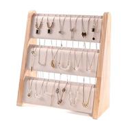 Limtula Organizador de joyas de madera eficiente, práctico estante de exhibición de collares de 3 niveles en madera para organización de joyas, soporte de exhibición de joyas