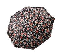 Limtula Paraguas plegable compacto de 8 costillas con ribete de encaje negro y resistencia para mujeres y hombres elegante paraguas de seguridad solar para fiestas