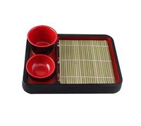 Limtula Plato de fideos fríos con tapete de drenaje, plato de alimentos, bandeja de aperitivos, bandeja de sashimi, para apartamentos, hogares, cocina, alimentos de melamina