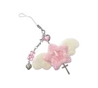 Limtula Precioso llavero de felpa con forma de estrella, colgante de fresa, decoración para llaves, bolsos, adorno para teléfono, cadena de estrella encantadora, correa para teléfono de, juguete de
