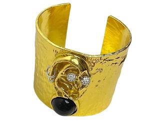 Limtula Pulsera ancha con expresión facial en 3D, joyería de mano de aleación de, brazalete de ajustable abierto, pulsera ancha con arte geométrico