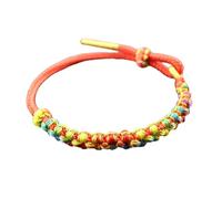 Limtula Pulsera china de cuerda colorida étnica hecha a mano con nudos de flores de melocotón de la suerte, cadena elástica para mujer, cómoda, talla única, como se describe