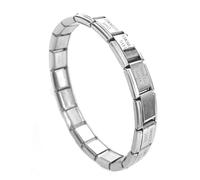 Limtula Pulsera de acero inoxidable con dijes italianos, joyería para mujer, elástica, energética, deportiva, germanio para pulsera, pulseras elásticas para mujer, plata