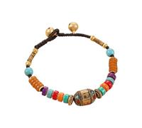 Limtula Pulsera de cuentas nepalí tibetana de piedra natural hecha a mano con cuentas de cobre para regalar con significado Cadena de mano con cuentas