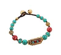 Limtula Pulsera de cuentas nepalí tibetana de piedra natural hecha a mano con cuentas de cobre para regalar con significado Cadena de mano con cuentas