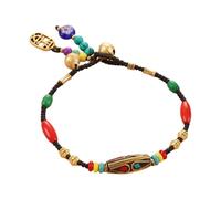Limtula Pulsera de cuentas nepalí tibetana de piedra natural hecha a mano con cuentas de cobre para regalar con significado Cadena de mano con cuentas