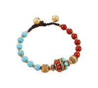 Limtula Pulsera de cuentas nepalí tibetana de piedra natural hecha a mano con cuentas de cobre para regalar con significado Cadena de mano con cuentas