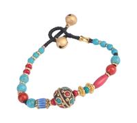 Limtula Pulsera de cuentas nepalí tibetana de piedra natural hecha a mano con cuentas de cobre para regalar con significado Cadena de mano con cuentas