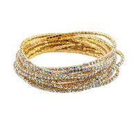 Limtula Pulsera elástica con piedras de circonia de colores, brazaletes de piedras preciosas de colores, cadena de mano con diamantes de imitación, accesorio, pulsera de cuentas de