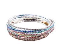 Limtula Pulsera elástica con piedras de circonia de colores, brazaletes de piedras preciosas de colores, cadena de mano con diamantes de imitación, accesorio, pulsera de cuentas de