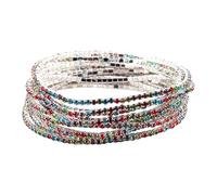 Limtula Pulsera elástica con piedras de circonia de colores, brazaletes de piedras preciosas de colores, cadena de mano con diamantes de imitación, accesorio, pulsera de cuentas de