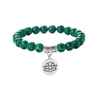 Limtula Pulsera elástica de cuentas de oración budista con exquisito colgante de loto, unisex, cordón de cuentas, pulsera budista de moda, One Size, como se describe
