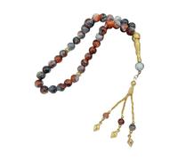 Limtula Pulsera islámica de oración de Tasbih de 33 cuentas para hombres y mujeres, cadena de mano, joyería de meditación de uso devocional, Gray red