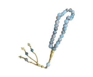 Limtula Pulsera islámica de oración de Tasbih de 33 cuentas para hombres y mujeres, cadena de mano, joyería de meditación de uso devocional, Gray blue