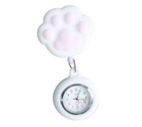Limtula Reloj de enfermera, diseño de patas de gatito, adecuado para enfermería y personal de hospital con clip para una hora precisa, silicona de enfermería, blanco