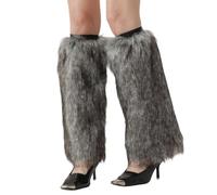 Limtula Rodilleras con diseño realista de lobo, puños elásticos peludos, calentadores de piernas para Halloween y Navidad, decoración de disfraces, calentador de piernas de felpa peludo