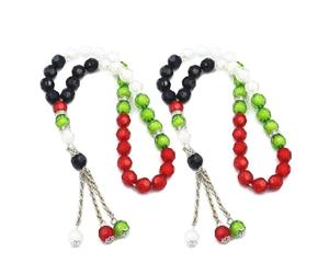Limtula Rosario católico de 2 o 4 piezas de cuentas de acrílico para oración, joyería religiosa, bandera de Palestina, colores de la bandera de Palestina, colores únicos para amigos y familiares