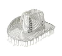 Limtula Sombrero reflectante de Panamá con estrella para despedida de soltera, tocado para espectáculos en vivo para mujer, sombreros de playa para despedida de soltera