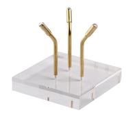 Limtula Soporte de exhibición de geodas de madera con brazos de metal dorado, elegante decorativo para especímenes minerales y fósiles