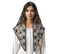 Limtula Velo de Mantilla de flores de encaje para Iglesia Católica, bufanda Vintage para cubrir la cabeza, bufanda de flores, ropa para cuello de encaje