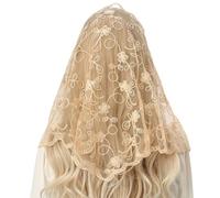 Limtula Velo de Mantilla de flores de encaje para Iglesia Católica, bufanda Vintage para cubrir la cabeza, bufanda de flores, ropa para cuello de encaje